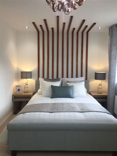 Wood Timber Strips Wall And Ceiling To Create Feature Headboard Neutral