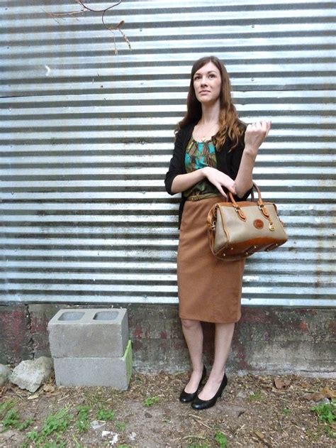 Pin By Redacted On Bloggers In Skirts Dresses Tan Pencil Skirt