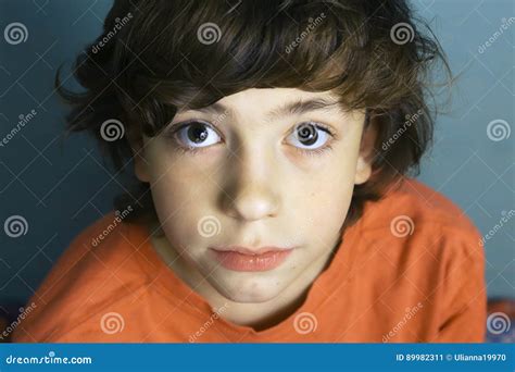Teen Boy Close Up Portrait With Big Eyes Stock Image Image Of Naive