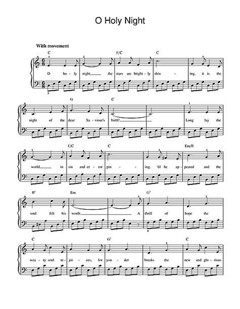 Printable O Holy Night Piano Sheet Music Holy Night Sheet Music Piano