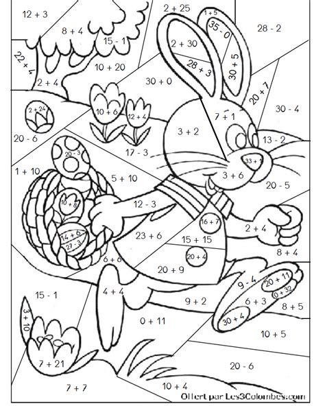 Coloriages Magiques Easter Math Easter Math Worksheets Math Coloring