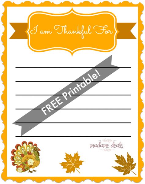 Free Thanksgiving Printable For Kids: I am Thankful | Free thanksgiving printables, Thanksgiving ...