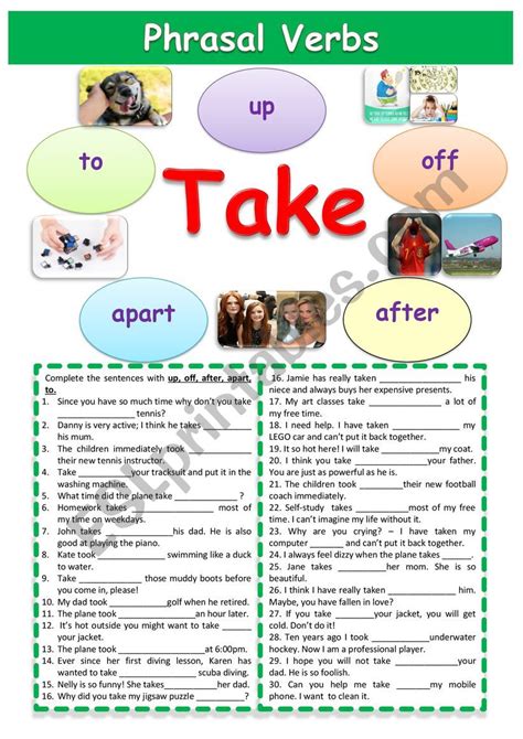 Phrasal Verbs With Take Esl Worksheet By Colombo