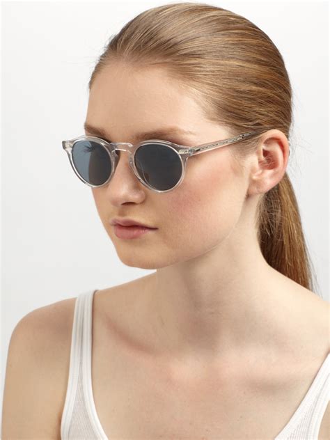 Lyst Oliver Peoples Gregory Peck Oval Plastic Sunglasses In Gray