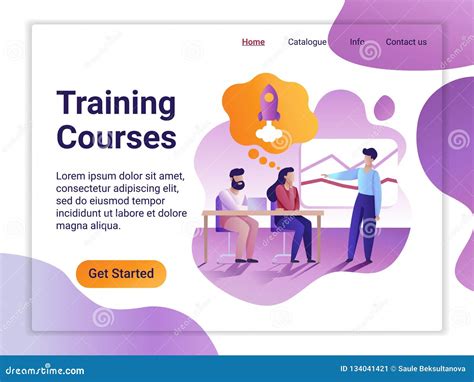 Landing Page Template Of Training Courses The Flat Design Concept Of