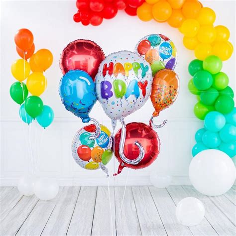 Multicolor Birthday Celebration Foil Balloon Bouquet 5pc Party City