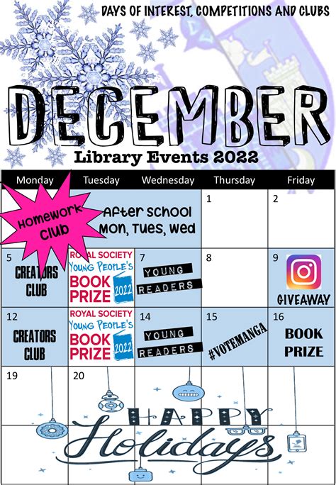 School Library Events Monthly Calendar Tynecastle High School