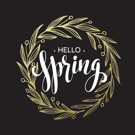 Premium Vector Spring Handwritten Calligraphy Illustration Black