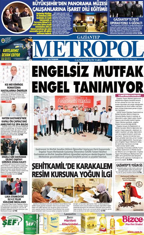 06 Ocak 2022 tarihli Gaziantep Metropol Gazete Manşetleri