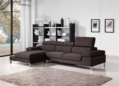 Comfort and style are evident in this dynamic sofa. Brown Fabric Modern Sectional Sofa w/Metal Legs & Side Table