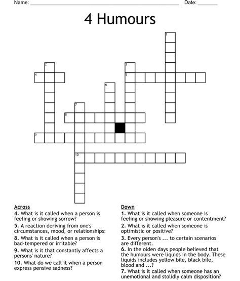 4 Humours Crossword Wordmint
