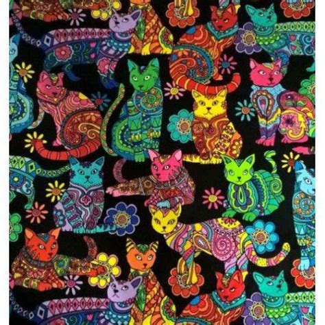 Colour Me Cats Multi Cotton Fabric By Timeless Treasures Timeless Treasures Fabric Timeless