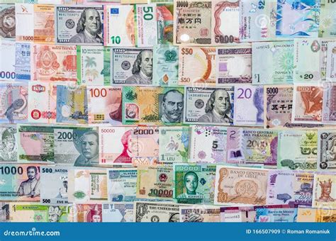 Top View Of World Banknotes Collection Stock Image Image Of