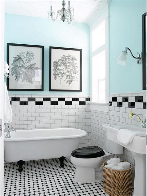 Black And White Bathroom Border Wall Tiles Pretty Bathrooms With