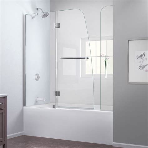 Frameless bathtub doors are a unique option that looks gorgeous in any bathroom and provide a cleaner look than those unsightly bypass doors. Bath Authority DreamLine Aqua Frameless Hinged Tub Door ...