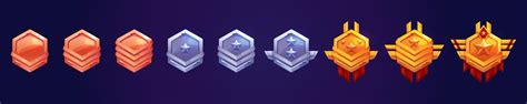 Game Rank Icons Level Badges Hexagon Tags Set 16265340 Vector Art At