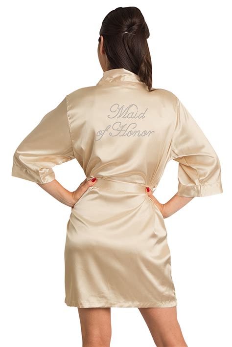 Rhinestone Maid Of Honor Satin Robe Available In 25 Robe Colors Mother Of The Bride Satin