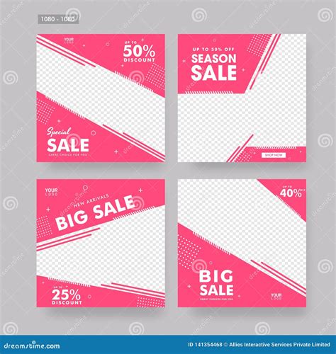Set Of Sale Poster Or Template Design In Flat Style With Different