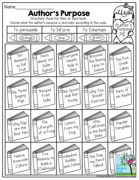Authors Purpose Worksheets 2nd Grade