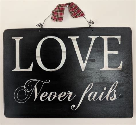 Love Never Fails Wood Sign Hand Painted Distressed Etsy Sign