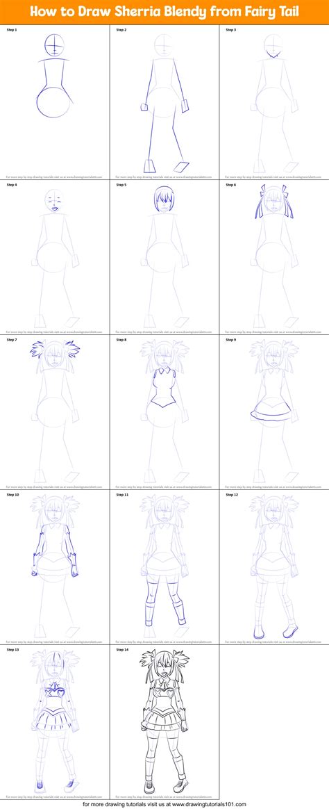 How To Draw Sherria Blendy From Fairy Tail Printable Step By Step