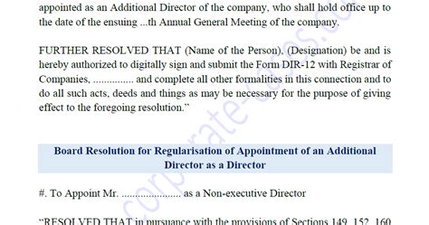 The law relating to alternate directors varies from country to country, but in most jurisdictions. Appointment of Additional Director: Notes & Resolutions ...