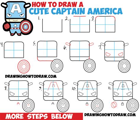 How To Draw Cute Captain America In Chibi Kawaii Style Easy Drawing