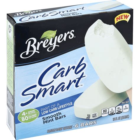 Breyers Carbsmart Mint Fudge Bars 6 Ct Box Ice Cream Treats