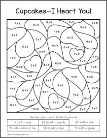 There are 12 full page color by number printables. Valentine's Day Color By Number Multiplication Worksheets ...
