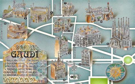 Gaudi Barcelona Map Gaudi Map Of Barcelona Catalonia Spain