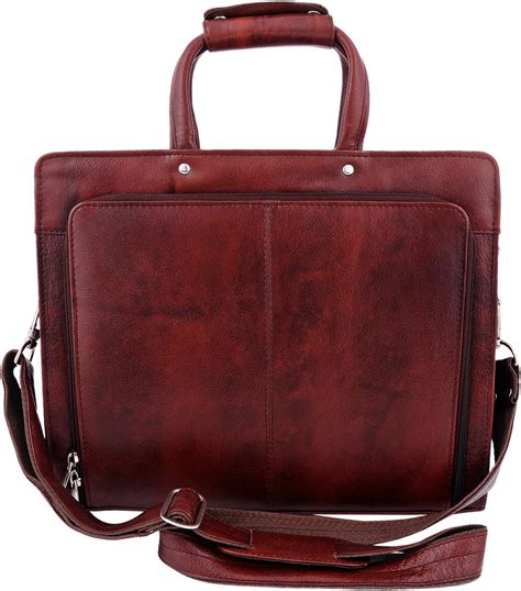 Zint Mens Pure Leather Hard Brown Laptop Bag Office Bagmessenger Bagportfolio Bagbriefcase