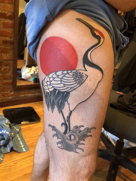 Japanese Crane By Gustavo Rizerio Three Kings Tattoo Brooklyn Ny