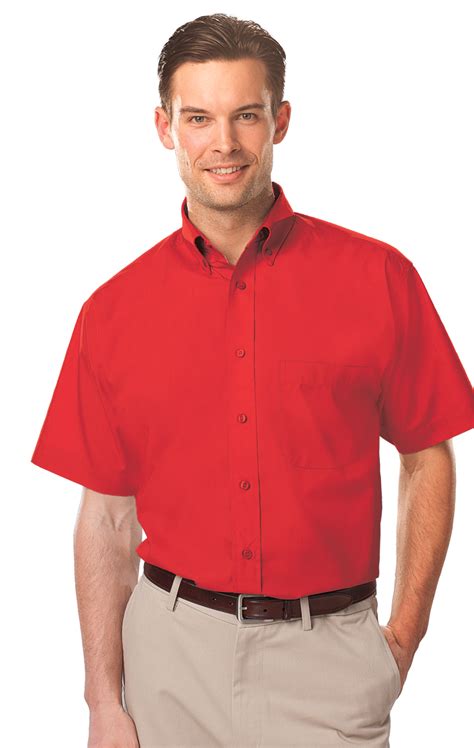 7210s Red L Solidbg7210smens Ss Value Poplin Shirt