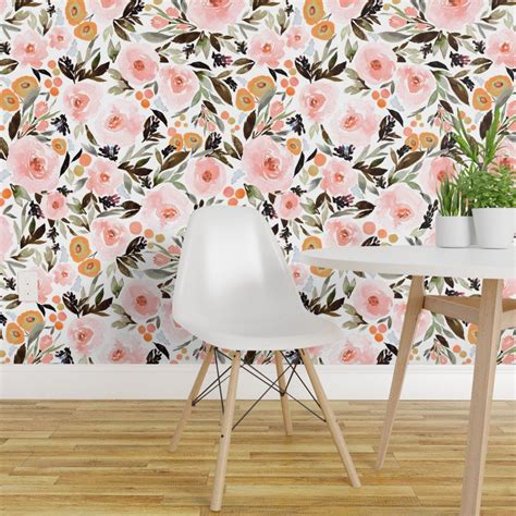 Peel & stick wallpaper customize any space or décor with our peel & stick décor designs. Peel-and-Stick Removable Wallpaper Floral Boho Berries Leaves Pink Gold Indy - Walmart.com ...