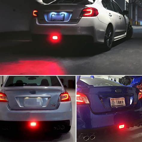 1x F1 Style Red Lens Red Led Rear Fog Brake Tail Lights For Subaru
