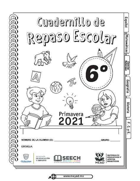 Cuaderno Repaso Escolar 6ºgrado Autorizado Para Su Reproducción Gratuita Derechos Reservados