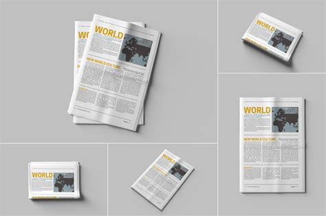 Newspaper Mockups On Yellow Images Creative Store