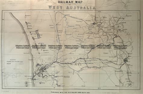 Antique Map 15 109 Western Australia Railway Map C1886 Brighton