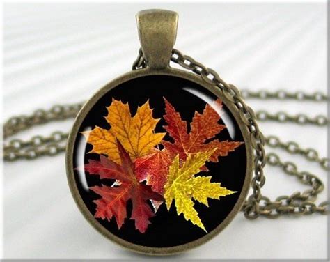 Fall Leaves Necklace Fall Season Pendant Resin Picture Charm Autumn