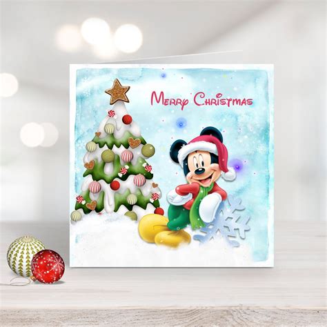 Disney Mickey Mouse Personalised Christmas Card Etsy
