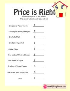 Most of our puzzles are intended for classroom as well as home use, so teachers and home schoolers are sure to find what they need. Price is Right, Free Printable Housewarming Game