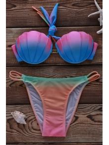 Alluring Ombre Halter Bikini Set Colormix Bikinis Zaful