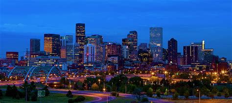 Hd Wallpaper Usa Denver Colorado Buildings Skyline Night Lights