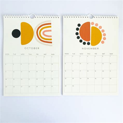 2022 Wall Calendar Abstract Rainbow Monthly Calendar 2022 Etsy