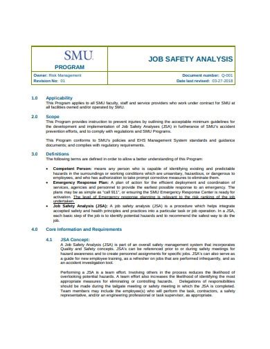 Job Safety Analysis 13 Examples Format Pdf Examples