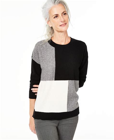 Charter Club Colorblock Cashmere Sweater Created For Macys Macys