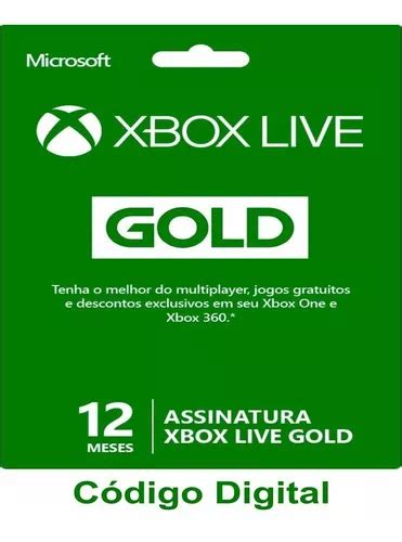 Xbox Live Gold Brasil Br Cartão 12 Meses Codigo 25 Digitos Mercadolivre