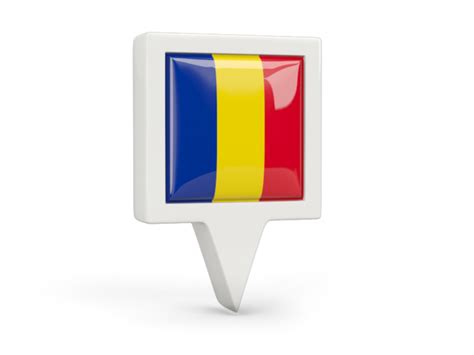 Square Pin Icon Illustration Of Flag Of Romania
