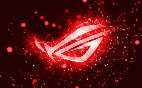 Download Wallpapers Rog Red Logo 4k Red Neon Lights Republic Of