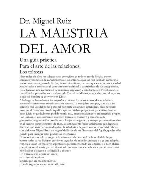 Libro La Maestria Del Amor Miguel Ruiz Homo Sapiens Amor